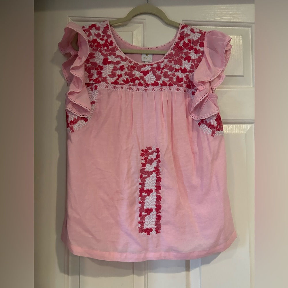 Pink J Marie Ruffle Sleeve Top